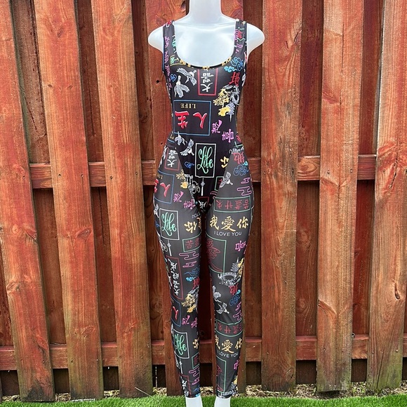 Pants - Black Graphic Mesh Women's 2Piece Set Size S